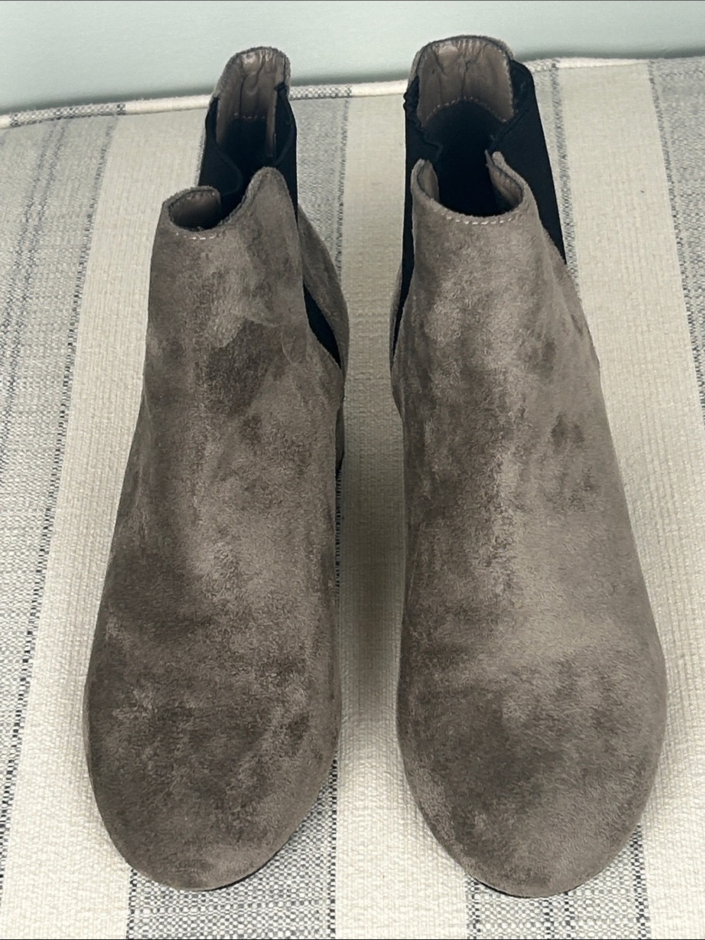 Women's Taupe faux Suede Chelsea Ankle Booties